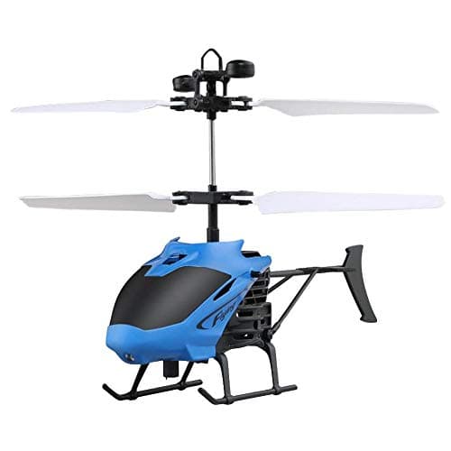 RC Helicopter Flying Mini Infrared Induction Aircraft Remote Control Drone Flashing Light Toys for Kids Blue, M (6.8 x 1.18 X 4.33 in)