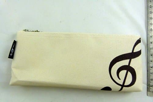 Music Themed Pencil Case Zipper Bag - Beige Colour Treble Clef Design