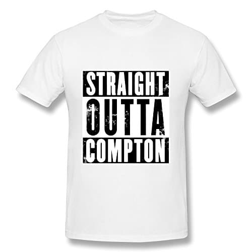 AHOO Men's Tee Shirt Straight Outta Compton White Size XL