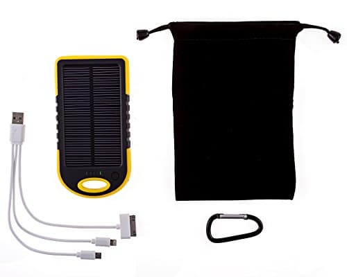 eConecTec (TM) Solar Phone Charger for USB Devices including SmartPhones,iPads iPods,etc 5000mA/H Solar Panel/Dual Hidden Ports,LED Lamp and Pouch