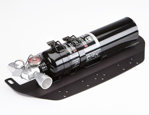 BMW 3 & 4 series fire extinguisher bracket for all models with Halguard clean agent 2.5lb fire extinguisher black