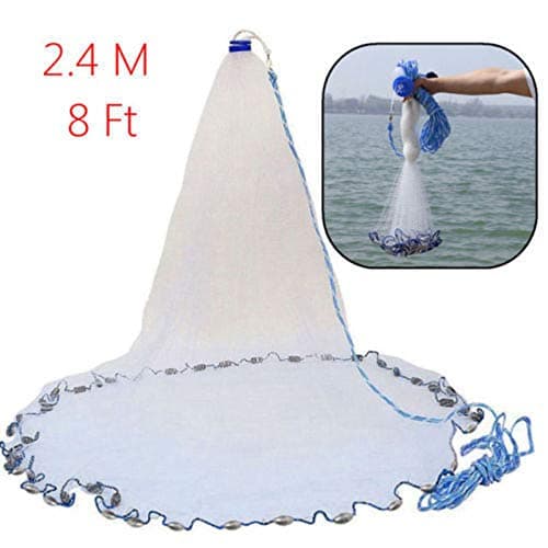 Minsong 8Ft 2.4M Fishing Net Bait Easy Throw Hand Cast 3/4 inch Strong Nylon Mesh + Sinker