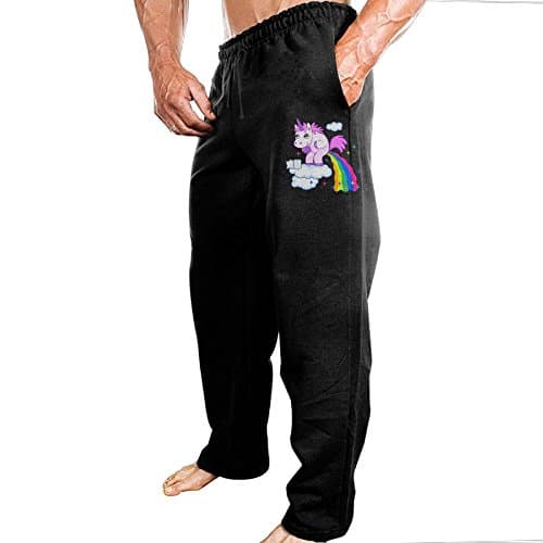 YagGag Unicorn Pooping A Rainbow Men's Running Pants 3X Black