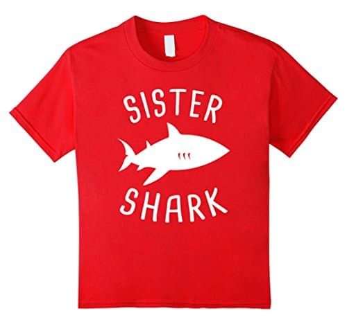 unisex-child Sister Shark Matching Family Tribe - Summer Beach T-Shirt 8 Red