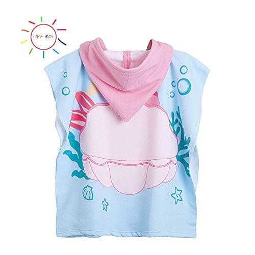 Morinostation Kids Hooded Beach and Bath Towel 100% Soft Microfiber Swimsuit Coverup Swimming Poncho Towel Multi-use for Pool/Shower/Bath (Mermaid)