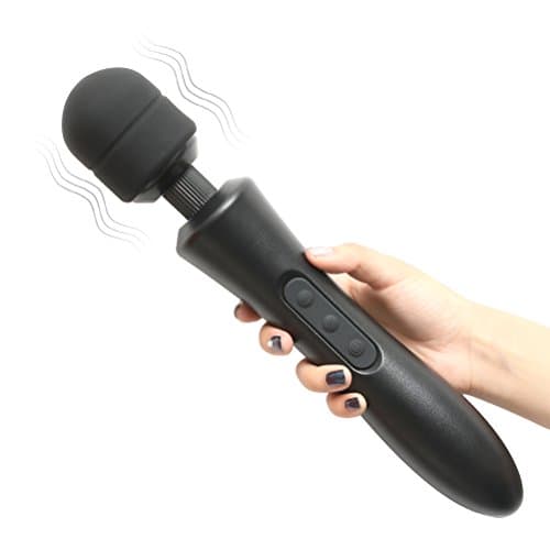 Wand Massager Personal Body Handheld Massager for Back Neck Shoulder Sore, with 8 Powerful Speeds 20 Vibration Patterns, Cordless & Rechargeable (Black)