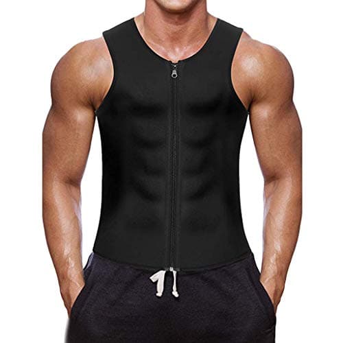 Mnyycxen Men Neoprene Body Shaper Corset for Weightloss with Zipper Waist Trainer Vest Tank Top Workout Shirt