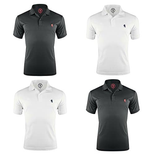 Alfred Morris Mens Short Sleeve Polo Shirts 4 Pack (Black/White, XX-Large)