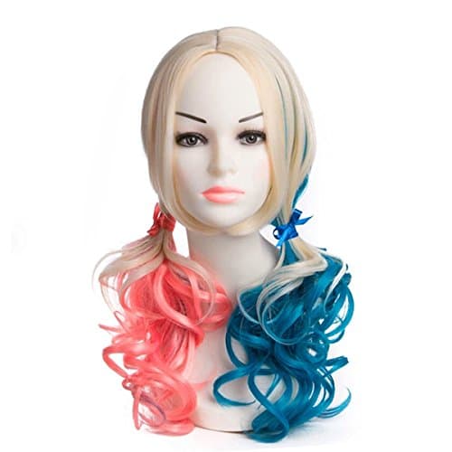 Synthetic Blonde Red And blue Color Wig Heat Resistant Fiber Guleless Handmade Natural Body Wave Hair Fully Wigs For Women