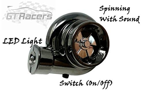 GTRacers Spinning racing Turbo Keychain key chain with Sound LED Light Black Chrome (Black chrome)(Not with box)
