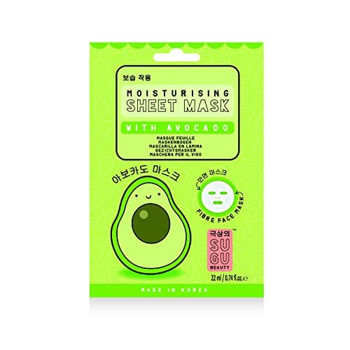 SUGU Korean Moisturizing Avocado Face Sheet Masks, 12-Count