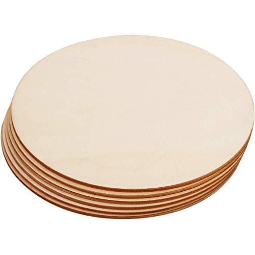 Unpainted Wooden Circle Round Wooden Pieces Blank Round Ornaments Cut-Outs for DIY Craft Projects Decoration (20 cm Diameter, Pack of 6)