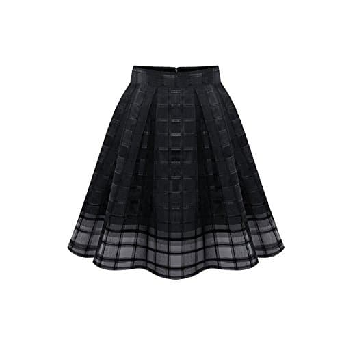 BootKitchenTan Spring Summer Girl Women's Elastic Waist Chiffon Mini Pleated High Waist Skirt (XL, black)