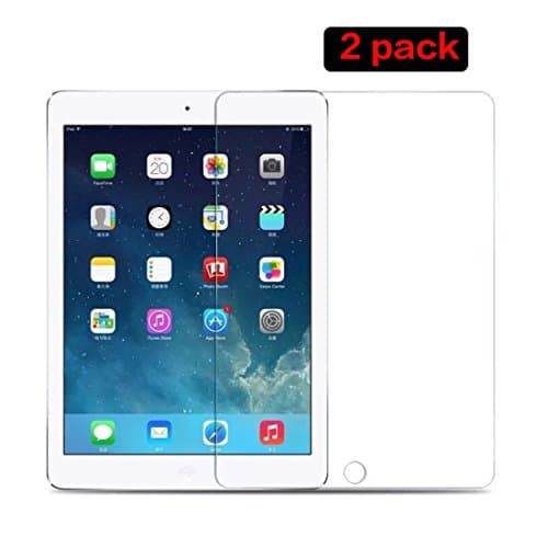iPad Air Screen Protector iPad Air2 Tempered Glass Cover iPad 5 iPad 6 Pro 9.7 New iPad 2017 Glass Screen Tempered Film Protector Bubble-free 2PACK (iPad Air/Air2/iPad5/iPad6/Pro 9.7/New iPad 2017)