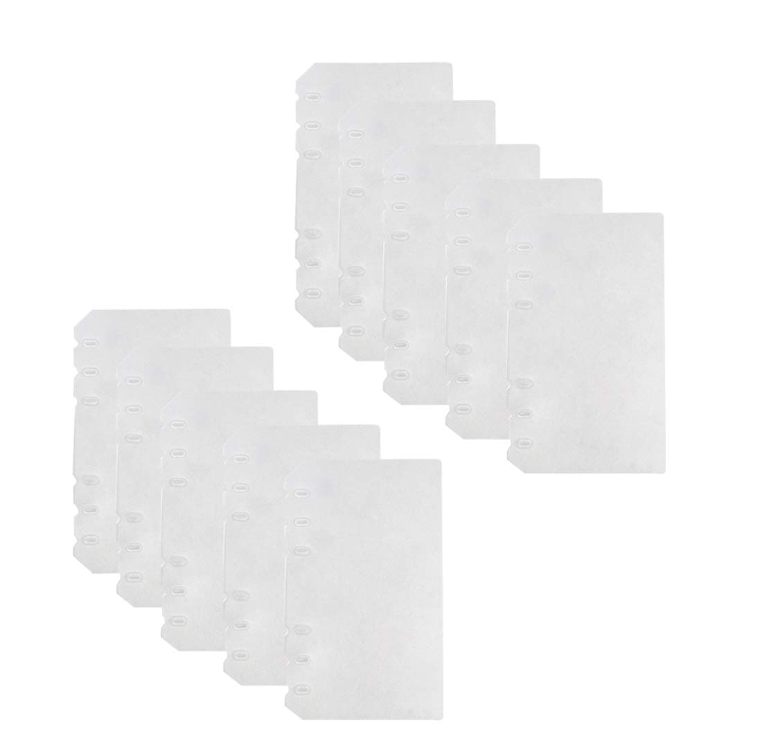 6-Hole Clear Frosted PVC Sheet Pages Dividers Insertable Index Page Tab Cards for Travel Journal Diary Binder Notebook Memo Notepad(A6,10Pack)