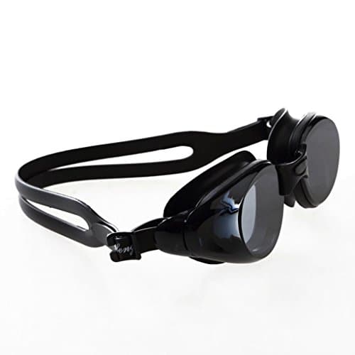 Swimming goggles LCSHAN Electroplating anti-fog lens professional swimming glasses men and women large adjustable (color : BLACK)