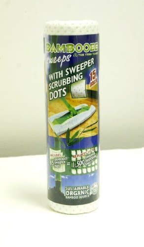 Bambooee Sweeps With Scrubbing Dots - Perfect Reusable Bamboo Replacement For Your Floor Sweeper - Includes 15 Bamboo Sweeper Pads