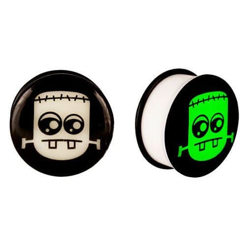 MangGaStore Acrylic GLOW IN THE DARK Cartoon Monster Single Flared Plugs Ear Earlet Black 5MM 4g Set 35