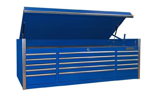 Extreme Tools EX7215CHBL 15-Drawer Triple Bank Top Chest with Ball Bearing Slides, 72-Inch, Blue High Gloss Powder Coat Finish