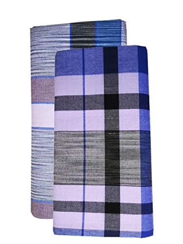 Kajaali No:1 Cool Cotton Lungis for Men, Set of 2 (Multi Colour)/Assorted Colours or Checks