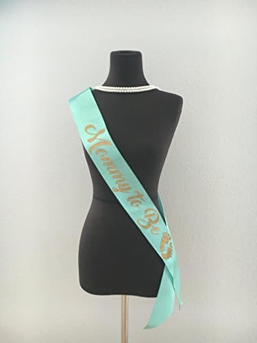 "Mommy to Be" Gold Glitter Satin Sash, Unisex Baby Shower / Gender Revealing Party Decorations - Premium Quality, Made in the USA