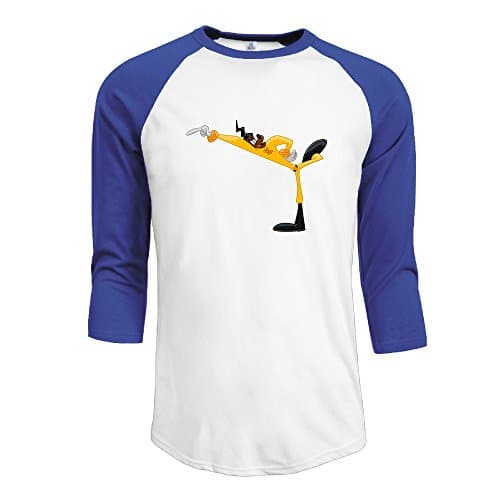 Men's Cotton Unique 3/4 Sleeve Powerline A Goofy Movie 16 Athletic Baseball Raglan Sleeves T-Shirt RoyalBlue US Size XXL