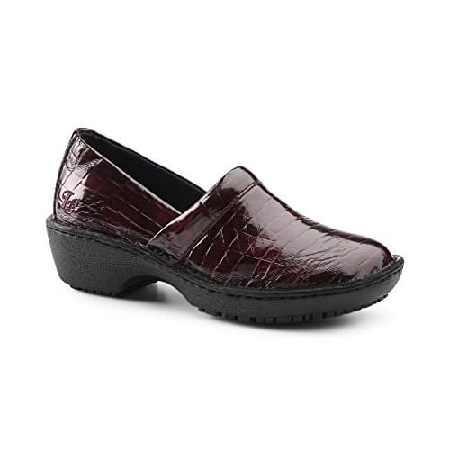 Lila SureGrip Womens Bella Burgandy Croc Slip Resistant Work Clogs 7M