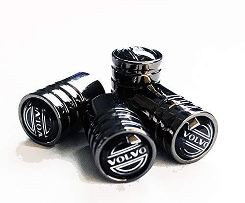 RacePace  Deluxe Black Valve Dust Caps - Set of 4. V40 V60 V90 S60 S40 V70 XC70 XC60 XC90 Cross Country Polestar