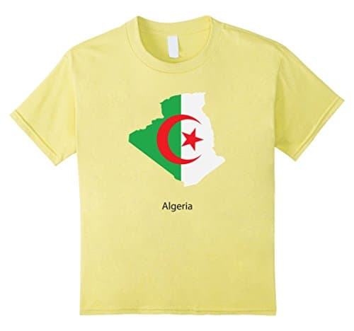 unisex-child Logiamerch: Algeria Flag Country Map T-Shirt 4 Lemon