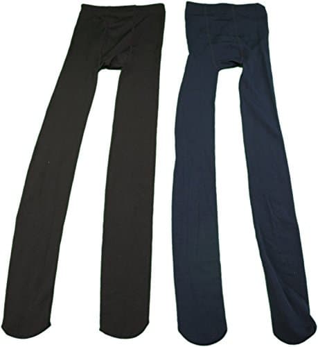 Ellen Tracy Essentials 2-Pair Ladies L/XL Soft &amp; Cozy Footed Fleece Tights, Black &amp; Navy
