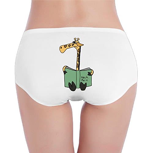Wally Women's Funny Giraffe Reading Neck Pain Book Low-Rise Cotton Bikini Brief Panties Underwear S