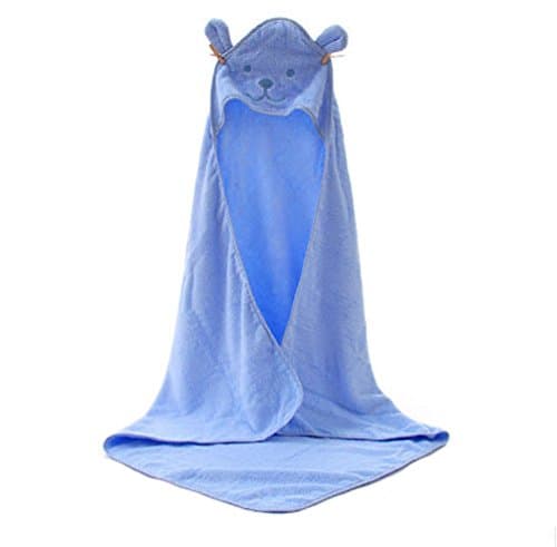 Baby Bath Towel Newborn Plain Blankets Towels Cartoon Cotton Towel (Blue)