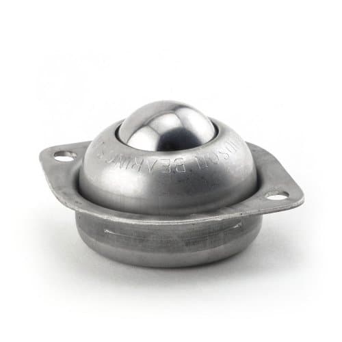 Hudson Bearings LPBT-1 Two-Hole Low Profile Flange Mounted Stainless Steel Ball Transfer, Carbon Steel, 1" Diameter, 75 lbs Load Capacity (Case of 10)