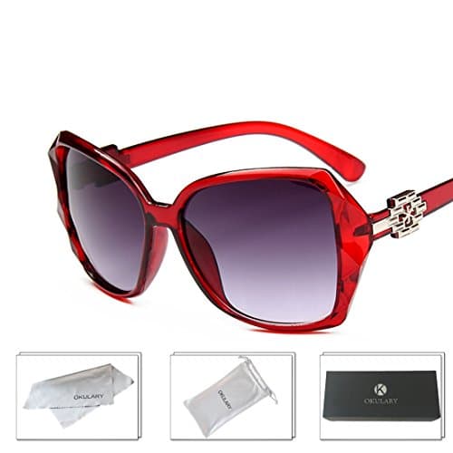 OKULARY Fashion Luxury Round Lens Novelty Retro Vintage Polarized oversized Sunglasses Brand Designer For Womens OK11 (Red, 67)