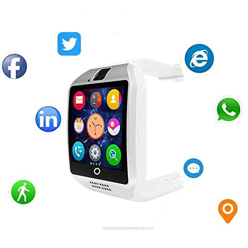 Bluetooth Smart Watch Fitness Tracker - Sport Watch Touch Screen with Camera Pedometer Sleep Monitor Call/Message Reminder Music Player Anti-Lost - Compatible Android Smartwatches (White)