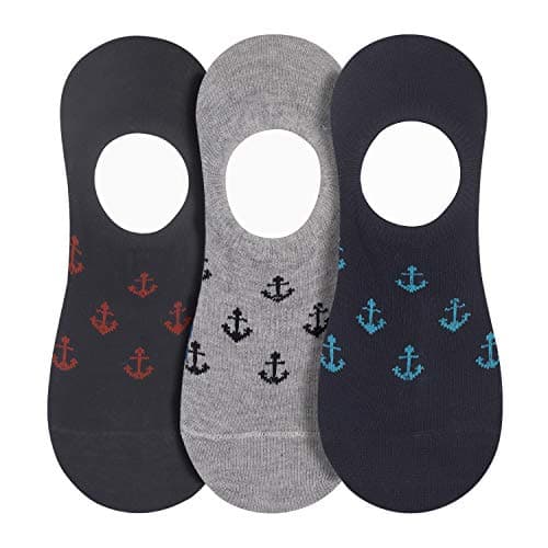 Pambiq Men's Cotton Invisible Loafer Socks (Black, Navy, Light Grey, Free Size) - Pack of 3