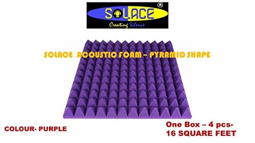SOLACE ACOUSTIC® Pyramid Studio Acoustic Foam-16 SQFEET-4 PCS-Size- 2 FEET X 2 FEET X 50MM
