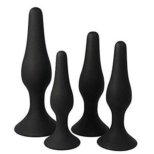 Men and Women Share Pleasure Trainer Toys Silicone Plugs - 4pcs/Set Black