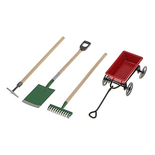 gzzebo 3Pcs Simulation Doll House Mini Shovel Rake Hoe Miniature Dollhouse Working Accessories