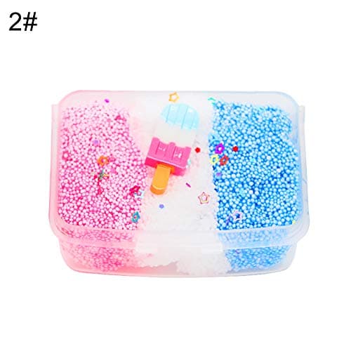 TYewa98556 Cute Play Toy Jumbo Fluffy Ice Cream Slime Stretchy Stress Relief Sensory Play Sludge Mud DIY Toys - Blue Pink White