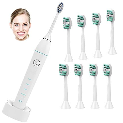 JHDLYElectric Toothbrush with Replacable toothbrush Heads, Adult Sonic Wireless Rechargeable Electronic Travel Tooth-brush，Waterproof Super Clean Gum Health as Dentist Recommended