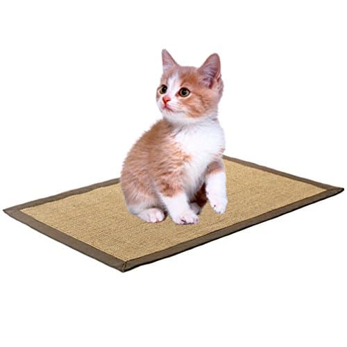 Cat Litter Mat, Natural Sisal Non-slip Cat Scratching Post Mat, Three-Layer Premium Carpet Cat Scratch Pad, Home Floor Bed Mat Size S(S 15.811.8 In, Brown)