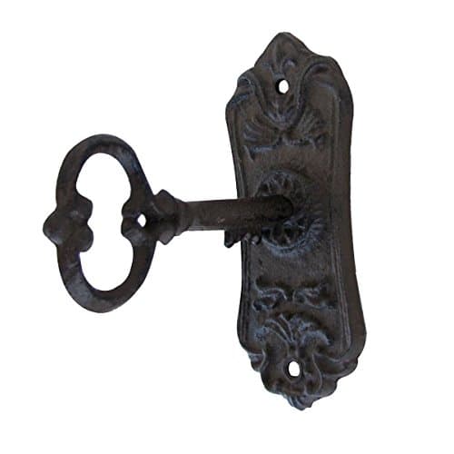 MutterMui Antique Cast Iron Wall Mount Victorian Skeleton Key In Door Lock Hook Rack Coat Hat Ring Hook Hanger