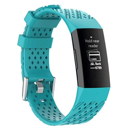 Newest Mesh Replacement Band for Fitbit Charge 3 Sports Breathable Silicone Bracelet Strap Band for Fitbit Charge 3,Small Size 215mm (Sky Blue)