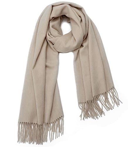 Rainbo 100% Lambswool Extra Large 78"x28" Soft Pashmina Wrap Shawl Stole Scarf for Women (Light Camel)