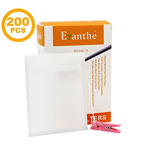 200PCS Disposable Tea Filter Bags with Drawstring, Tea Infusers For Loose Leaf, 100% Natural Wood Pulp Permeable Paper, 4 Free Clips( 3.54”x 2.76”, Medium)