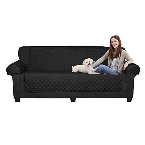 Maytex Casual Smart Reversible Microfiber Quilted Pet Furniture Cover, Black/Grey
