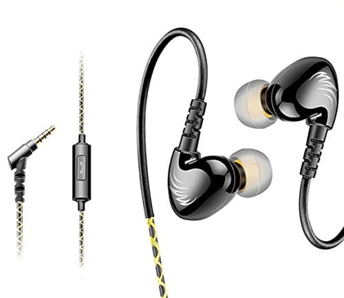 Wired Earphones, UNEGO Ergonomic HIFI Sweatproof Noise Cancelling Over Ear Earbuds Bass Stereo In-Ear Headphones with Mic Remote 3.5mm Jack Audio for iPhone Android Smartphones Tablets (Black)