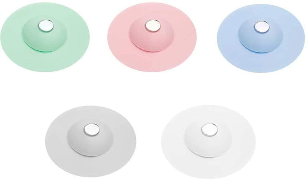 Shower Drain Stopper,Yomiro 2-in-1 Silicone Bathtub Drain Cover Protector for Floor, Laundry, Kitchen and Bathroom 4 Inches 5Pcs