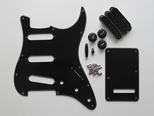 bangdan Strat Pickguard,Back Plate,Pickup Covers,Knobs,Tips,3 Ply Black